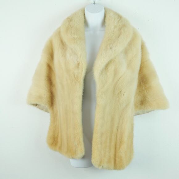 Vintage Jackets & Blazers - Vintage Blonde Mink Stole‎ Fur Wrap Hollywood Glam Long 28"x28" Evening Shawl